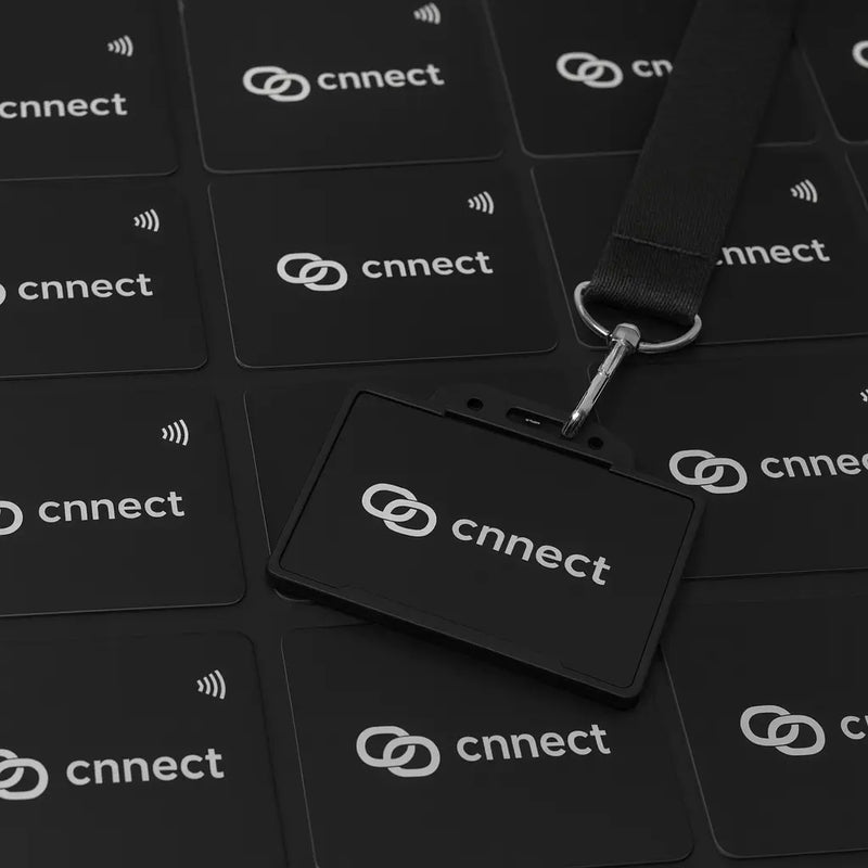 Connect stapel NFC visitekaarten zwart met koord